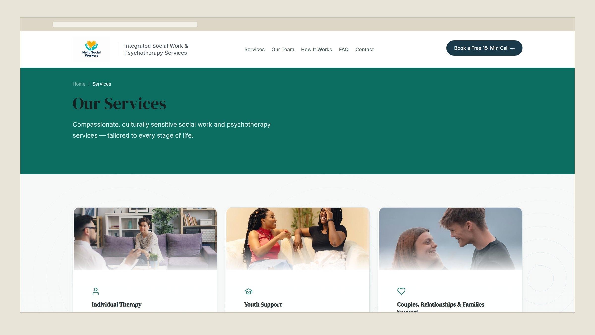 Hello Social Workers service architecture page